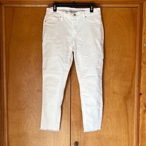 Lucky Brand Lolita Cropped White Skinny Jeans with Fringe Hem